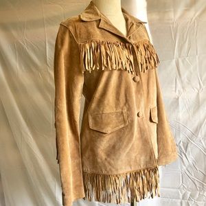 Vintage Tan Fringe Suede Jacket